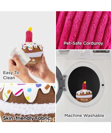 Verla Dog Birthday Cake Plush Squeaky Toy - Perfect Gift for Celebrating Your Pet's Bday - Ultra-Soft and Pet-Safe Fabric - Ideal for Puppy, Cat, and Dog Christmas presents - Brown - Buy Online on GoSupps.com