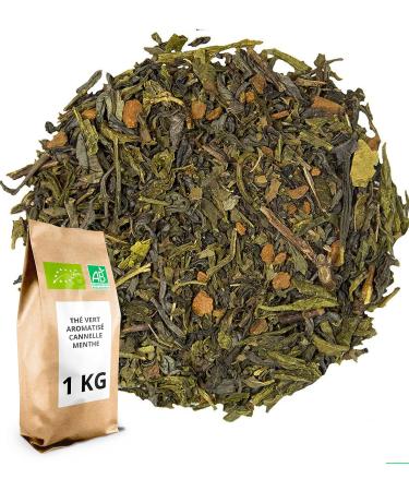 Th Vert bio Menthe cannelle - 1 kg (400 tasses) - Th en vrac 100% agriculture biologique - Th s Direct Cannelle Menthe
