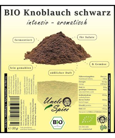 UNCLE SPICE BIO Black Garlic Powder - 55g Fermented Superfood Spice in Premium Quality | De- KO-005 - Buy Online on GoSupps.com