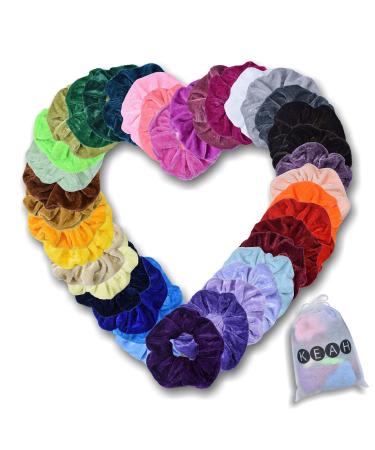 KEAH 40pcs Velvet Scrunchies Hair Band - Hair Scrunchies For Girls Hair Scrunchies For Women Hairbands Scrunchies With Storage Bag (40 Scrunchies Pack Multi Colour) 40 Count (Pack of 1) Multi Colour