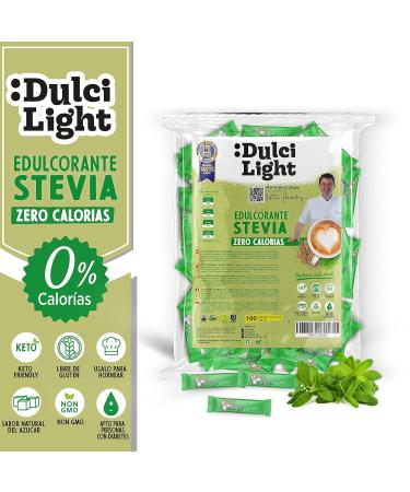 Dulci Light Stevia Sweetener - 100 Calorie-Free Bags | Natural Sugar Substitute for Drinks & Food - Shop Internationally! - Buy Online on GoSupps.com