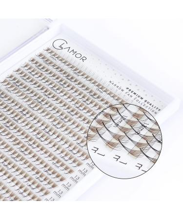 440-460 Promade Narrow XL Fans Tray | Natural Trays Eyelash Extension 4D 8D | Handmade Individual Lashes Extension with 0.05/0.07mm Thickness of Mink Lashes | C CC D Curl for Cat Eye Lashes | 8 - 16mm Length for Fluffy Eyelash Cluster (5D-0.07-D 12mm) 5D-
