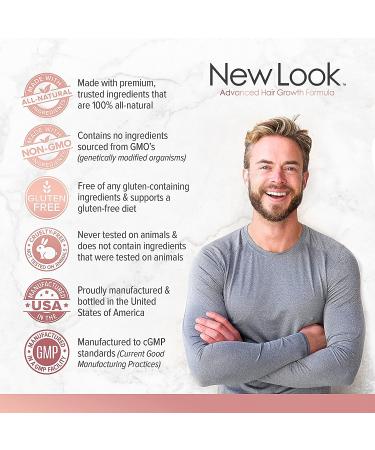 New Look Hair Growth Pills - All-Natural Vitamins with Biotin for Strong & Healthy Hair | Faster Growth, Long Hair & Thinning Treatment - 60 Caps (3 Bottles) - Buy Online on GoSupps.com
