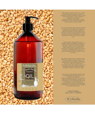 100% Pure Organic Sesame Oil - Cold Pressed Ayurvedic Massage Oil for Skin & Hair Care - 1000 ml (1L) Certified Natural - Buy Online on GoSupps.com