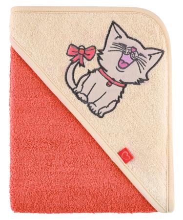 Be Mammy hooded baby towel made of cotton Oeko-Tex Standard 100 100cm x 100cm BE20-240-BBL (Orange - Cat)