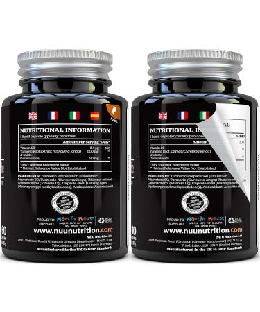 High Strength Liquid Turmeric Curcumin Capsules with Vitamin D | 185x More Bioavailability NovaSOL Curcumin | Vegetarian Premium Formula Made in UK - Buy Online on GoSupps.com