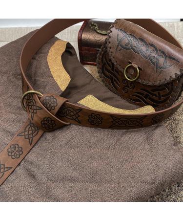 Hiifeueuer Medieval Costume Tunic with Vintage Belt & Bag | Mercenary Knight Armor | Renaissance LARP Cosplay Set for Ren Faire & Halloween (XL Braun) - Buy Online on GoSupps.com