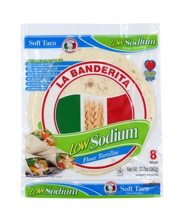 La Banderita Low Sodium | 8" Flour Tortillas | 8 Count 12.7oz.| 4 Pack Case.