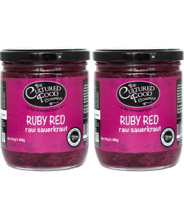 Ruby Red Sauerkraut - Organic Raw & Unpasteurised - Traditionally Fermented - 2 x 400g Jar - by The Cultured Food Company - Buy Online on GoSupps.com