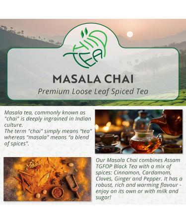 Masala Chai Premium Assam Black Tea With Spices - Cardamom & Cinnamon & Cloves & Ginger & Pepper (175g) - Buy Online on GoSupps.com