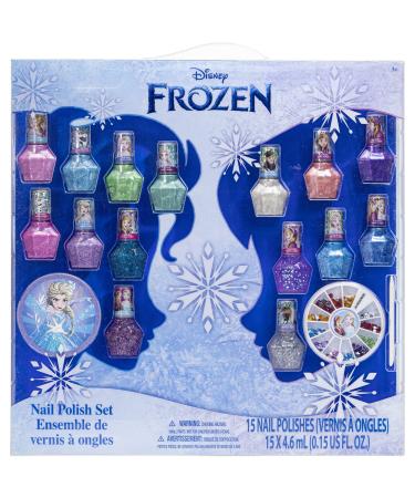 Townley Girl Disney Frozen Non-Toxic Peel-Off Nail Polish Set with Glittery and Opaque Colors with Nail Gems for Girls Kids Ages 3+  Perfect for Parties  Sleepovers and Makeovers  18 Pcs