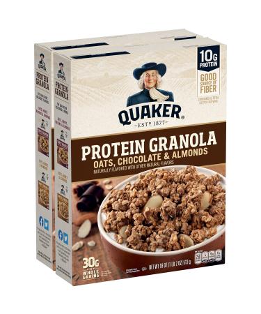 Quaker Protein Granola, Oats Chocolate, & Almonds, 18oz Boxes (2 Pack) Oats, Chocolate & Almonds