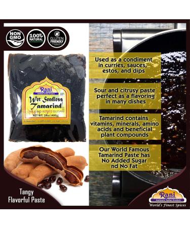 Rani Tamarind Wet Seedless Block 14oz (400g) - All Natural, Vegan, Gluten Free | Indian Origin Slab - Non-GMO, No Added Sugar - Buy Online on GoSupps.com