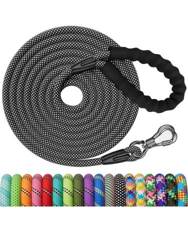 X XBen 30m drag line for dogs 8mm thick dog leash with a comfortable padded handle training line for small medium -sized dogs robust climbing rope and carabiner 30m x8 mm black