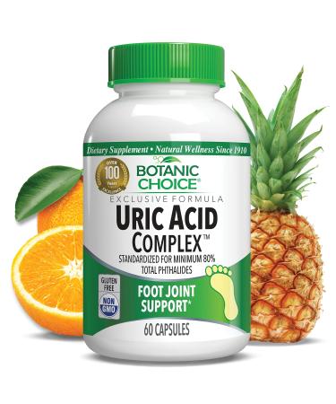 Botanic Choice Uric Acid Complex Foot Joint Support Supplement  Help Sooth Discomfort with Celery Seed and Bromelain - 60 Capsules