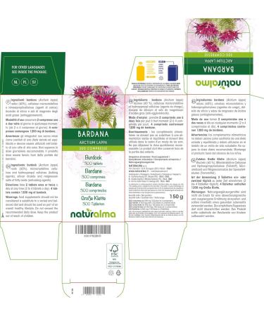 Burdock (Arctium lappa) roots Naturalma - 150 g - 300 tablets - Food supplement - Natural and Vegan - Buy Online on GoSupps.com