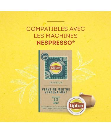  Lipton Lipton Infusion Verbena Mint 40 Nespresso Compatible Capsules Anti-stress Flavourful Mint Fragrance Rainforest Alliance Label (Pack of 4 x 10 Capsules) - Buy Online on GoSupps.com