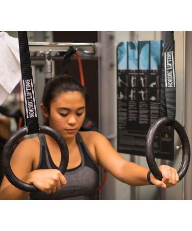 Nordic Lifting Gymnastic Rings and Straps - Heavy Duty for Gymnastics, Crossfit, & Fitness Training - Olympic Home Gym Set with PC Plastic - Black - Buy Online on GoSupps.com
