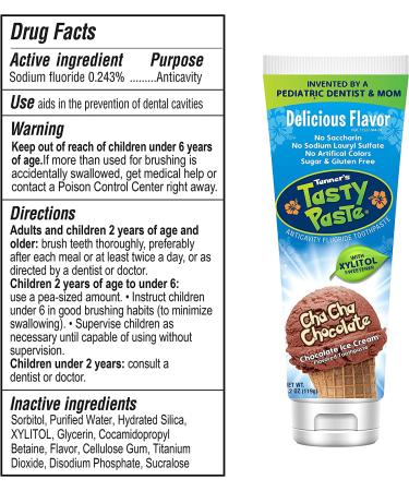 Tanner's Tasty Paste Cha Cha Chocolate - Kids Fluoride Toothpaste, Chocolate Flavored (4.2 oz) - Buy Online on GoSupps.com
