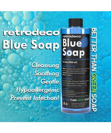 RetroDeco Ultra Concentrated 16.9oz Blue Soap Tincture | Makes 1.3 Gallons | XL Squeeze Bottle | Skin & Piercings | USP Certified - Buy Online on GoSupps.com