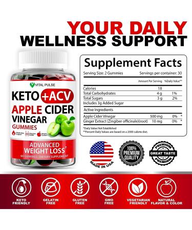 Keto ACV Gummies for Weight Management - Apple Cider Vinegar Supplement for Detox, Digestion & Cleansing - Ginger & Green Apple Flavored Keto Gummies - Buy Online on GoSupps.com
