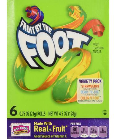 Fruit By the Foot Variety Pack (Strawberry, Berry Tie Dye, Color By the Foot, 6-count Rolls (Pack of 2)