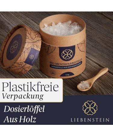 Organic Mentholkristall Sauna Liebenstein 100g - Premium 100% Pure Mint | Sustainable Packaging & Wooden Dosing Spoon | Long-lasting Refreshing Aroma - Buy Online on GoSupps.com