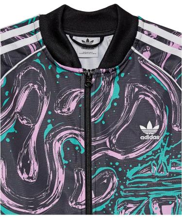 adidas Originals Girls' All-Over Printed Superstar Top - Black/Bliss Lilac/Semi Mint - Small - Buy Online on GoSupps.com