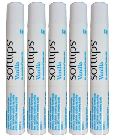 Softlips Lip Balm Protectant SPF 20 Vanilla (Pack of 5)