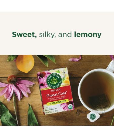 Traditional Medicinals Organic Throat Coat Lemon Echinacea Tea 16 Count (Pack of 6) - Soothing Tea for Seasonal Wellness - Buy Online on GoSupps.com