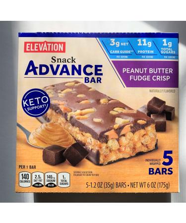 Millville Elevation Advanced Carb Conscious Better for You Peanut Butter Fudge Crisp Endulgent Bars - 5 ct.