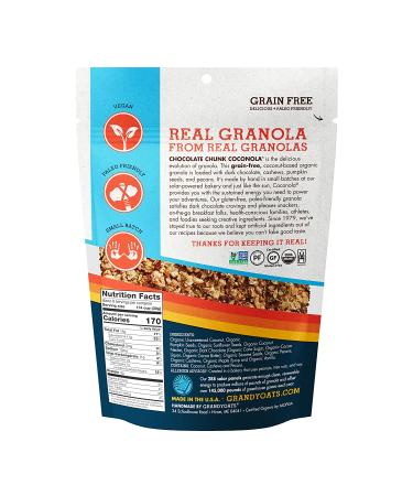GrandyOats Coconola Gluten Free Granola - Organic, Non-GMO, Grain Free, Paleo, Low Carb & Sugar (Chocolate Chunk) - Buy Online on GoSupps.com