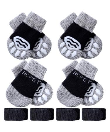 Frienda 8 Pieces Dog Socks Pet Knit Socks Anti-Slip Cat Socks Adjustable Paw Protector for Small Puppies and Kittens Traction Control (Black and Gray,S) S Black and Gray - Buy Online on GoSupps.com
