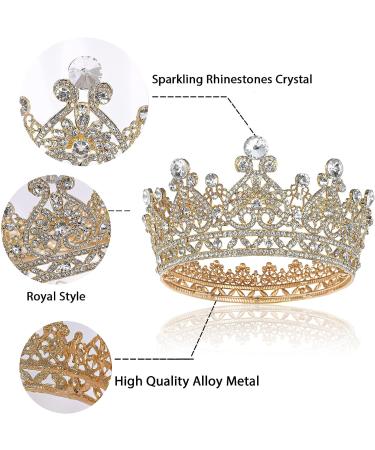 Gold Princess Crown for Women - Wedding Tiara and Crystal Queen Crown - Buy Online on GoSupps.com