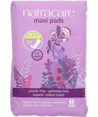Natracare Natural Traditional Maxi Pads Regular 14 Count - Individually Wrapped Without Wings, Plant-Based Bag - Eco-Friendly Feminine Hygiene Product - Buy Online on GoSupps.com