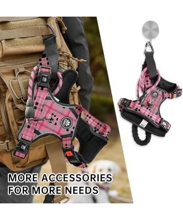 Nestrooad Checked Pink Dog Harness for Medium-Sized Dogs | Anti-Draw Padded Safety Belt | Neck 33-43cm Chest 43-64cm - Buy Online on GoSupps.com