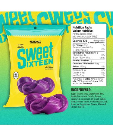Sweet Sixteen Classic Licorice Ribbon Candy 10 Packs x 125g Sweet Purple Grape Flavor Soft & Chewy Rolls Peanut & Nut-Free Always Fresh - Buy Online on GoSupps.com