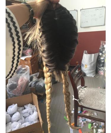 Xiweiya 22-Inch Blonde & Brown Braided Wig - Heat-Resistant Fiber with Baby Hair Front Lace Network for Natural Look - Buy Online on GoSupps.com