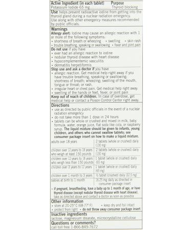 Thyrosafe Potassium Iodide Tablets 65 mg - 20 Count | ThyroSafe - Buy Online on GoSupps.com