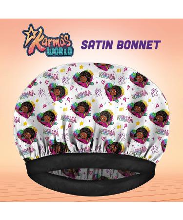 Karma's World White Hearts Satin Bonnet - Premium Quality Sleep Cap for Hair Protection - Buy Online on GoSupps.com