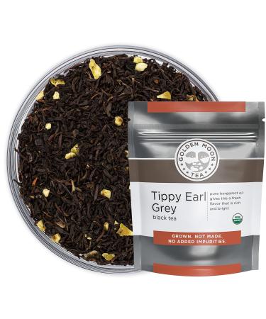 Golden Moon Tippy Earl Gray Tea - Organic Black Tea - Real Bergamot Peels & Extract - Loose Leaf, Non-GMO - Half Pound (96 Servings) 8 Ounce (Pack of 1)