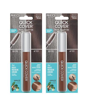 RED by Kiss Quick Cover Root Touch Up Mascara 2PCS Water-Resistant Temporary Gray Concealer Cover Up Brush for Hair and Beard (Medium Brown)