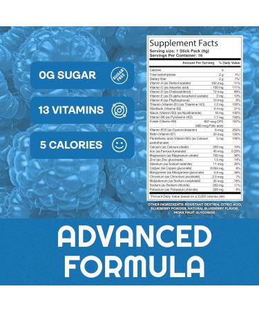 Daily Hydration Electrolyte Packets - Zero Sugar Keto Friendly Organic Blue Raspberry Drink Mix | 16 Servings (5 Calories 0 Net Carbs - Buy Online on GoSupps.com