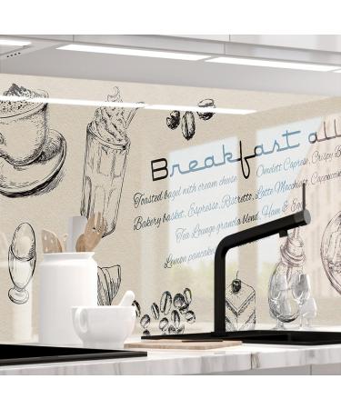 Sticker professionals kitchen back wall self -adhesive glass look - breakfast - 1.8mm stiffened all substrates hard pet material premium 60 x 80cm h 60 cm x W 80 cm breakfast