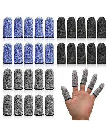 TSHAOUN 30 Pcs Finger Cots Reusable Finger Protectors Anti Cutting Finger Cover Finger Sleeve Thumb Protector Cut Resistant Protection for Kitchen Garden Work Sculpture (Black Blue Grey)
