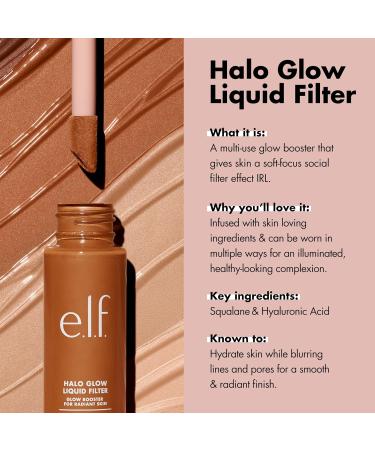 e.l.f. Halo Glow Liquid Filter Complexion Booster For A Glowing Soft-Focus Look & Halo Glow Contour Beauty Wand Liquid Contour Wand For A Naturally Sculpted Look 3 Light/Medium Filter+ Wand - Buy Online on GoSupps.com