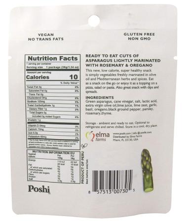 Poshi Marinated Asparagus Snacks - Gluten Free, Non-GMO 5-Pack (1.34 oz Each) - Buy Online on GoSupps.com