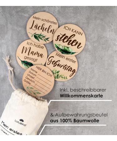Lotuskind Milestone Cards for Baby - 100% Real Linden Wood - Cute & Unique Baby Growth Tracker - Perfect Gift for Boys & Girls - 10 cm x 3 mm - Buy Online on GoSupps.com