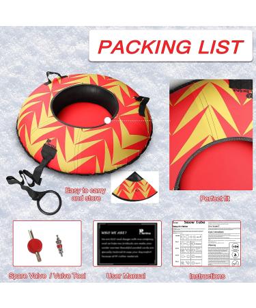 PHETEA Foldable Inflatable Snow Tube for Sledding | Heavy Duty Towable Tube for Adults | Commercial Grade | Red - Buy Online on GoSupps.com