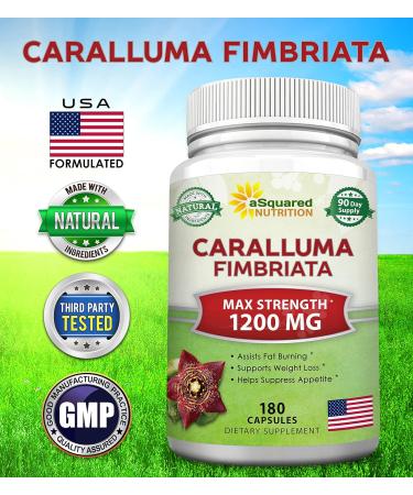 Caralluma Fimbriata 1200mg - 180 Capsules | Natural Weight Loss Diet Pill | Appetite Suppressant & Energy Booster | Max Strength Fat Burn | Plant Root Extract - Buy Online on GoSupps.com